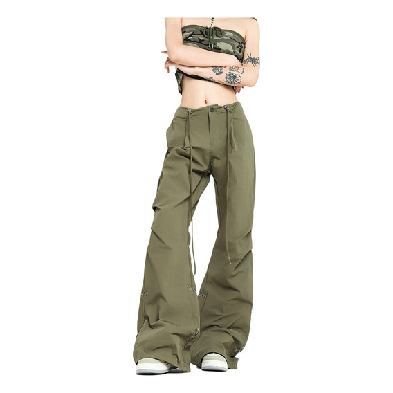 Pantalón Skater Cargo Básico Bolsillo Lateral Pierna Ancha