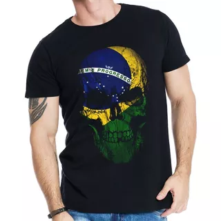 Camiseta Brasil Copa 2022 Caveira Bandeira Brasileira M-2