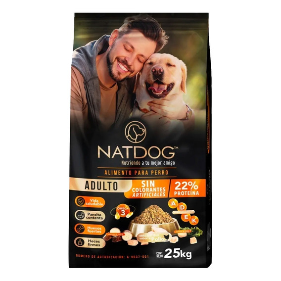 Croquetas Perro Alimento 25 Kg Natdog Adulto Premium