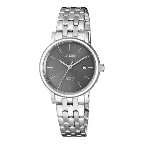 Reloj Citizen Para Mujer Eu6090-54h Plateado Dial Gris Fecha Color del fondo Gris oscuro