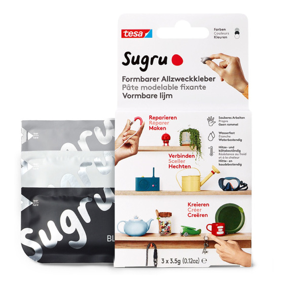 Adhesivo Moldable Sugru Tesa 3: Negro, Blanco Y Gris