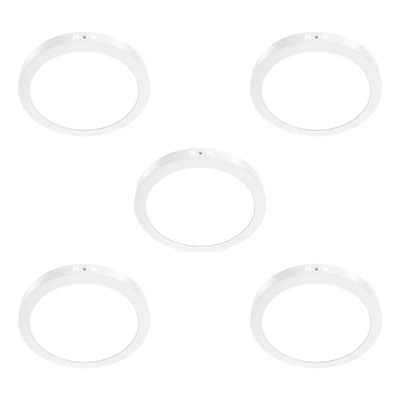 Pack X5 Plafon Panel Led 18w Luz Fria Redondo Blanco Blanco