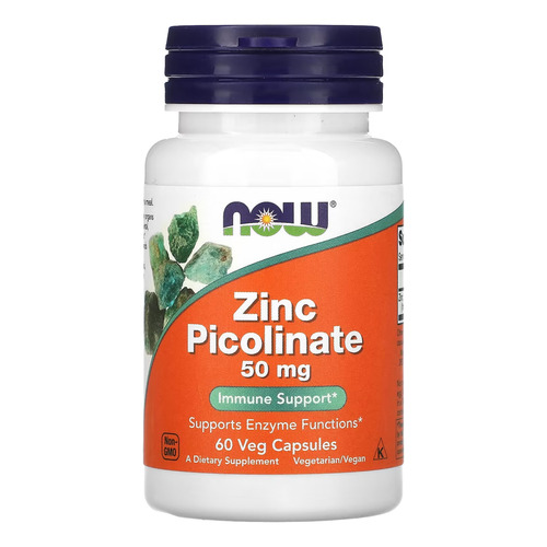 Picolinato de zinc 50 mg Picolinato de zinc de Now Foods, 60 cápsulas vegetales, sabor, sin sabor