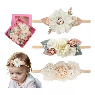 Diademas De Flores Para Bebés Y Niñas, Nailon Elástico,3 Pcs