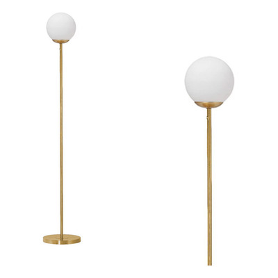Lampara De Pie Dorada Globo Opal 1 Luz Apto Led E27 Deco 