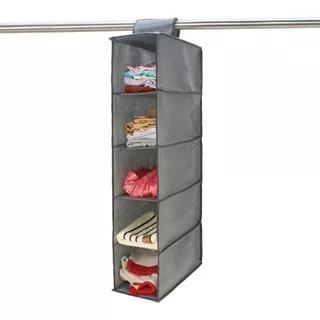 Organizador Colgante Zapatos Ropa Fibra 5 Divisiones Estante Bonux Color Gris