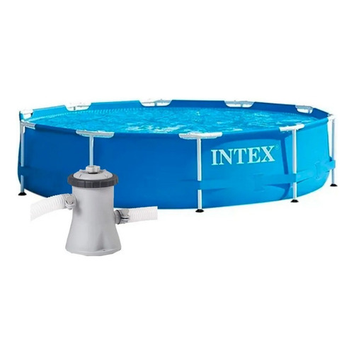 Alberca Metalframe Pool Circular Intex 3.05m Con Bomba Color Azul Piscina