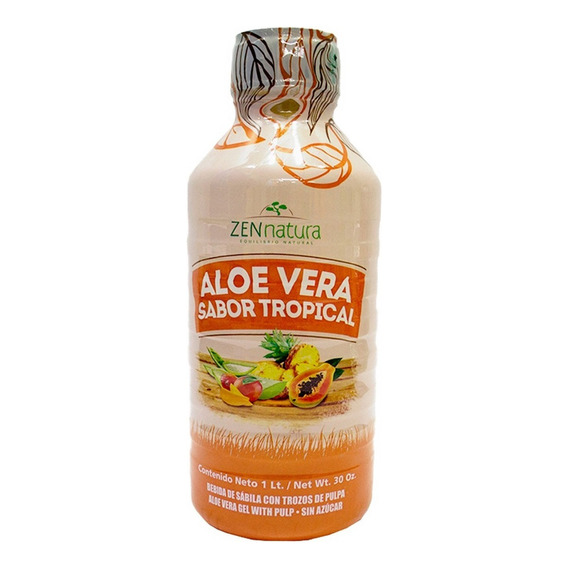 Bebida De Aloe Vera Con Pulpa Sabor Tropical 1lt Zen Natura
