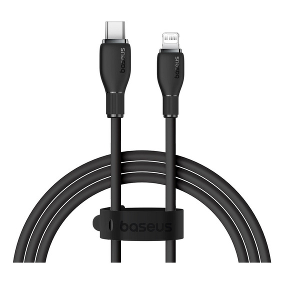 Pudín Cabo Turbo Baseus 20 W P/ iPhone USB-C Lightning 1,2 m, color negro