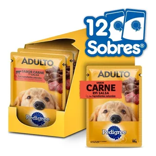 Pedigree Alimento Húmedo Sobrecito Perro Adulto Carne Display De 12 Unidades