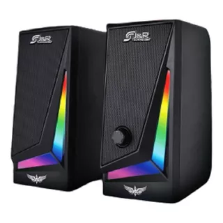 Parlante Gamer Luz Rgb Usb +3.5mm Pc Tablet Celular 10w Color Negro