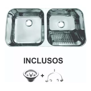 Tanque Duplo 83x40x22cm 44lt Aço Inox 304 Valv E Sifao Kitt