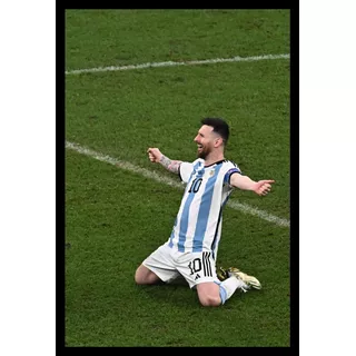 Messi Festejo Penal Qatar 2022 Cuadro Enmarcado 45x30cm