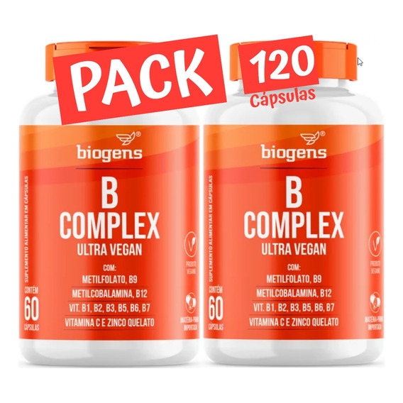 Complejo B12 Vegano B1 B2 B3 B5 B6 B12 Biogens Pack 120 Caps