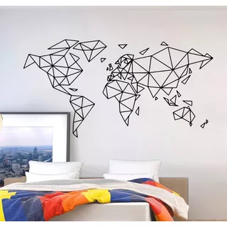 Vinilo Decorativo Mapa Mundial Mapamundi Geométrico 