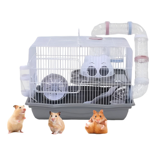 Jaula Para Hamster De 2 Pisos Y Tubos Para Mascotas Casa Con Accesorios  Rueda Bebedero Jaula Para Roedores 