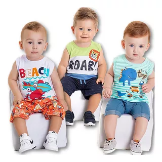 Kit 3 Conjuntos Bebe Verão Bem Elaborados