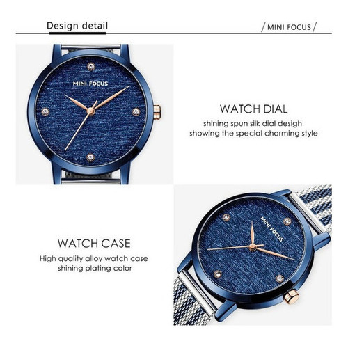 Mini Focus Reloj Milan Con Correa De Malla Y Diamantes Para Color Del Fondo Silver/white