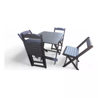 Jogo Mesa 70x70 Com 4 Cadeiras Preto