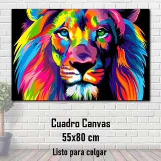 Cuadro Decorativo Canvas 55x80 Leon #1