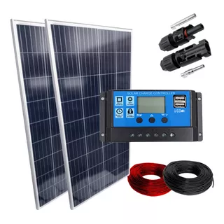 Kit 2 Placa Solar 150w Controlador 30a Lcd Fio