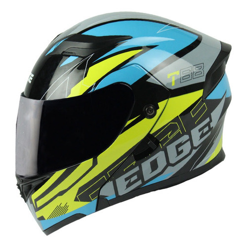 Casco Abatible Moto Edge T68 Con Certificado Dot + Gafas Color Amarillo/Azul Tamaño del casco M (57-58 cm)
