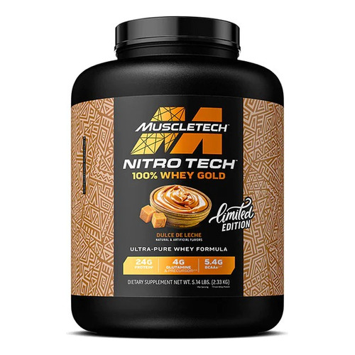 Whey Protein Nitro Tech 100% Gold Muscletech, 5 libras/2,27 kg, sabor a leche dulce