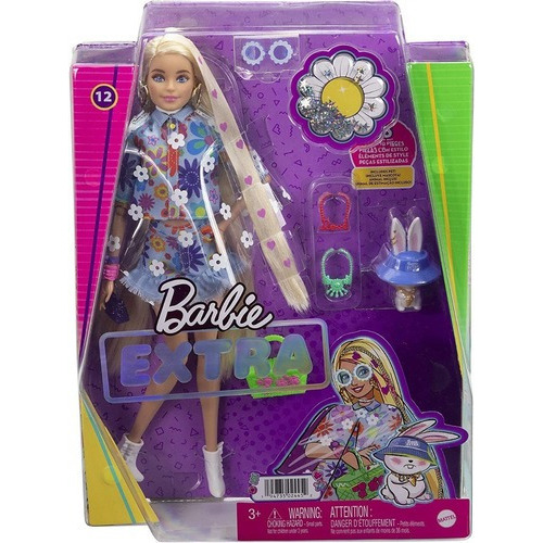 Barbie Extra Número 12 Conjunto Floral Con Conejo De Mascota