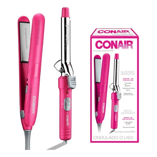 Kit Plancha Alaciadora Rizadora Enchinador Cabello Conair Color