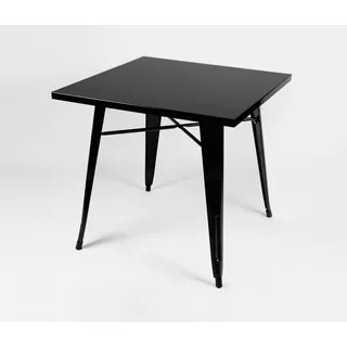 Mesa Quadrada Tolix Design Industrial Metal Preto Fosco 