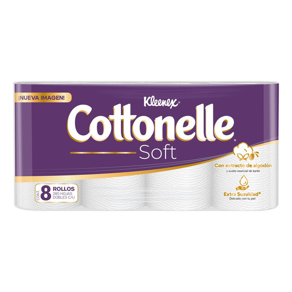 Papel Higiénico Kleenex Cottonelle Soft 280 Hd 8 Rollos