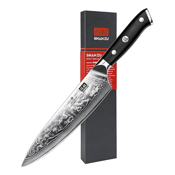 Shan Zu SZPCS-2017-002 Color Plateado Cuchillo De Cocina Damasco Japonés Profesional  67 Capas 20cm 