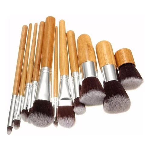 Brochas Maquillaje Set 11 Piezas Bambú