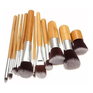 Brochas Maquillaje Set 11 Piezas Bambú