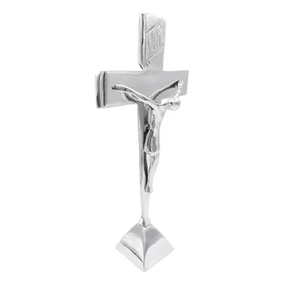 Cruz De Cristo Crucificado Con Base De Pewter Para Altar