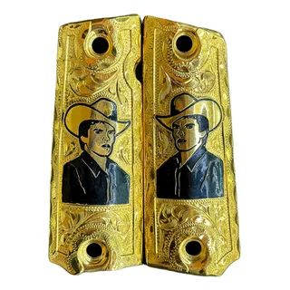 Cachas Colt 1911 Chalino Sanchez Chapa De Oro Con Tornillos