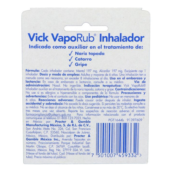Vick Vaporub Solución Empaque Con 1 Inhalador