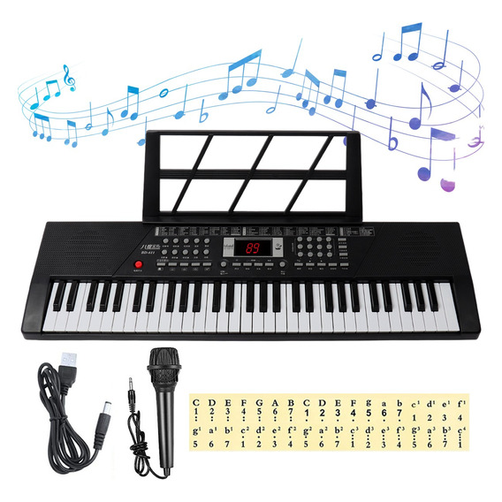 Teclado Piano Musicales Digital De 61 Teclas Con Micrófono