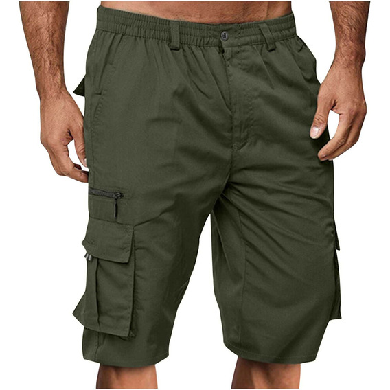 Bermuda Tipo Cargo Casual Para Hombre Con Varios Bolsillos