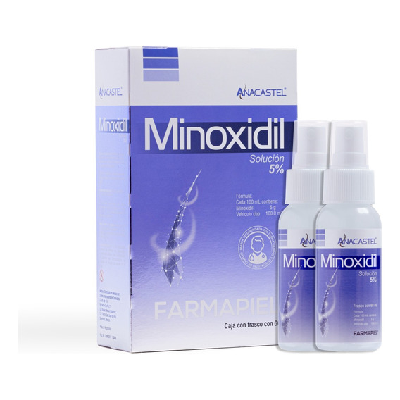2 Piezas Spray Anacastel Minoxidil 5% Cabello Y Barba 60 Ml