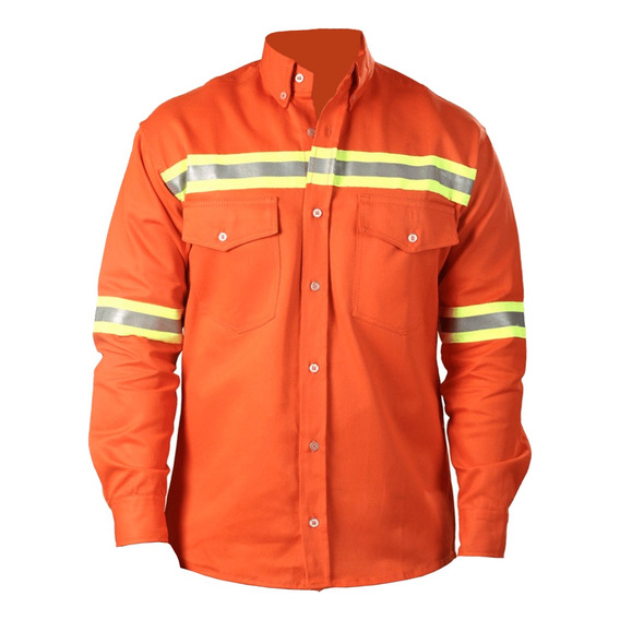 Camisa De Trabajo Hombre Naranja Con Reflectivo