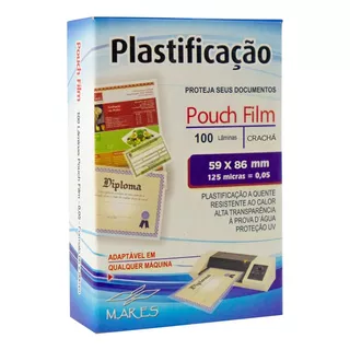 Plástico Para Plastificação Mares Crachá 59x86 0,05mm 100un