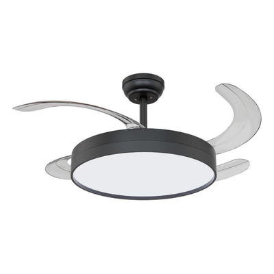 Ventilador De Techo Zenith Negro Retractil Luz Control  1.06 M 50hz/ 60hz Negro Transparente Acrilico 4
