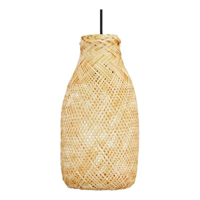 Colgante Deco Moderno De Bambu Deka 25x55cm Natural  Natural/cable Negro