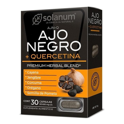 Solanum Ajo Negro + Quercetina 30 Caps 600mg C/u Sfn Sabor Sin sabor