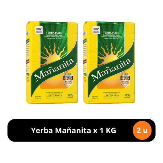 Yerba Mate Mañanita 4flex X 1kg X 2 Unidades