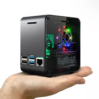 Case Mini Torre Aluminio Electrocookie Raspberry Pi 4 Luz