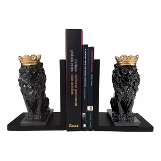 Aparador De Livros Rei Leão - Porta Livros Estatueta Cor Preto Brilho