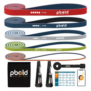 Bandas Para Hacer Ejercicio Ligas De Resistencia Banda Elástica Elástico Kit Dominadas X5 + Accesorios Terabanda Terapia Potencia Tu Entrenamiento Con Pbold