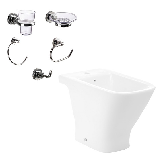 Combo Baño Bidet Roca The Gap + Accesorios Aqualaf 5 Piezas